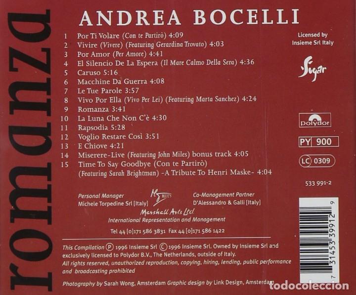 CDs de m&uacute;sica: Andrea Bocelli - Romanza - CD - Foto 2