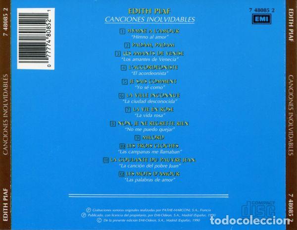 CDs de m&uacute;sica: Edith Piaf - Canciones Inolvidables  - CD - Foto 2