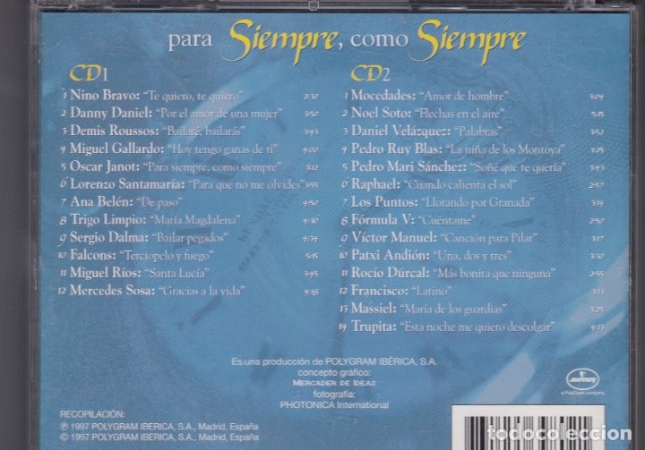 CDs de m&uacute;sica: Para siempre, como siempre - 2XCD recopilatorio - Foto 2