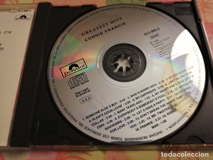CDs de m&uacute;sica: CONNIE FRANCIS. GREATEST HITS (CD) - Foto 2