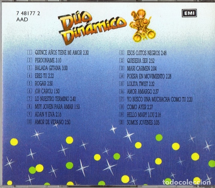 CDs de m&uacute;sica: D&Uacute;O DIN&Aacute;MICO 20 &Eacute;XITOS DE ORO (CD) - Foto 2