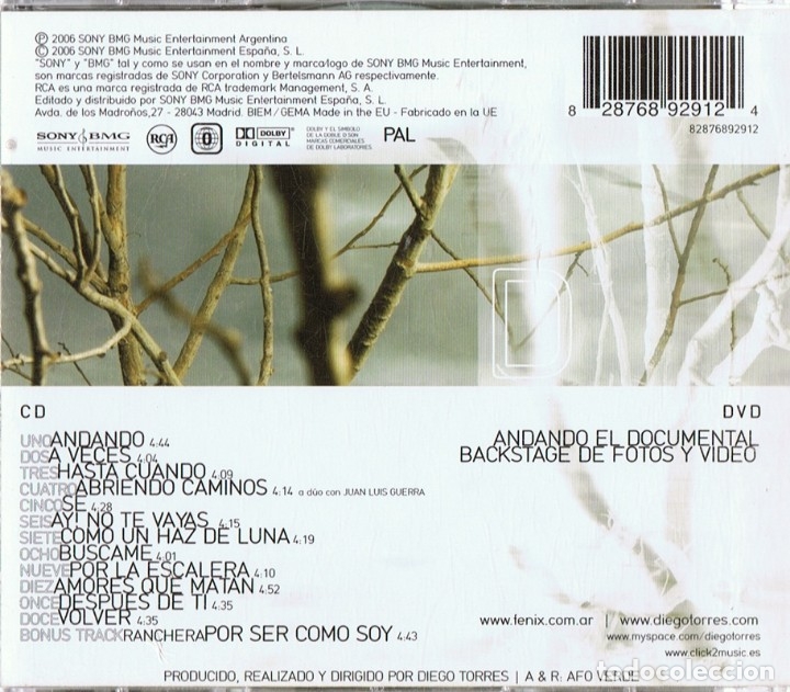 CDs de m&uacute;sica: DIEGO TORRES ANDANDO ( CD + DVD) - Foto 2