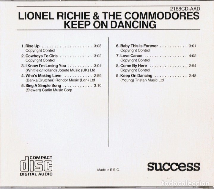 CDs de m&uacute;sica: LIONEL RICHIE & THE COMMODORES KEEP ON DANCING (CD) - Foto 2