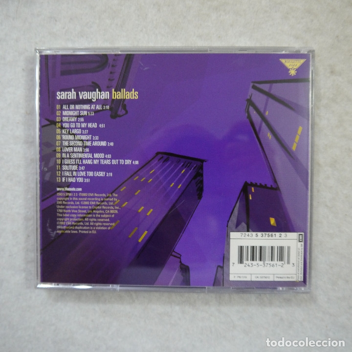 CDs de m&uacute;sica: SARAH VAUGHAN - BALLADS - CD 2002 - Foto 2