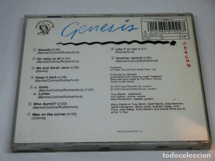 CDs de m&uacute;sica: GENESIS - ABACAB - 1987 - CD - 1978 - DISCO VERIFICADO - Foto 2
