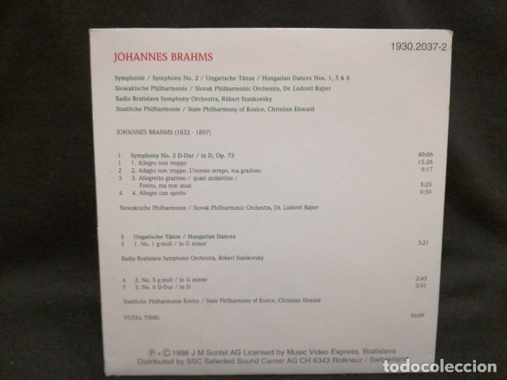 CDs de m&uacute;sica: CD - JOHANNES BRAHMS (FUNDA DE CARTON) - Foto 2