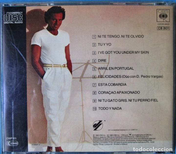 CDs de m&uacute;sica: JULIO IGLESIAS - LIBRA - CBS 1985 - Foto 2