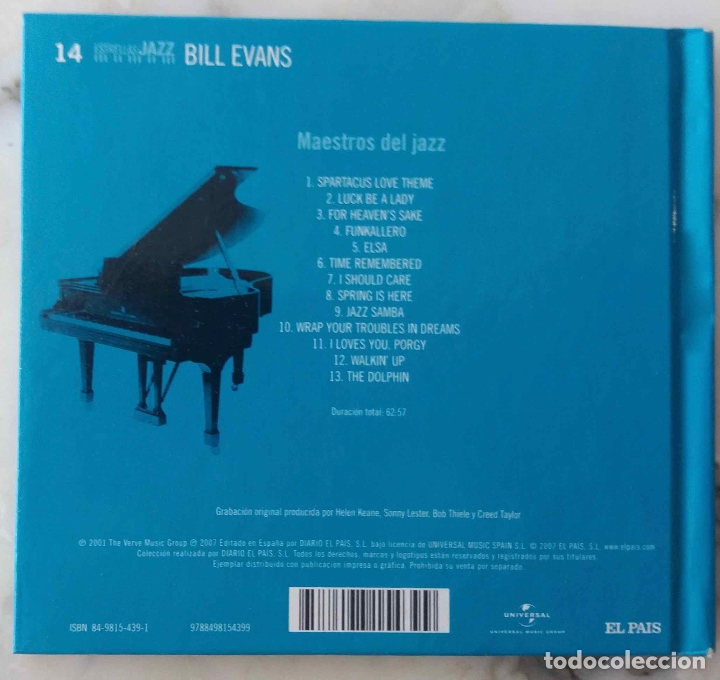 CDs de m&uacute;sica: BILL EVANS, MAESTROS DEL JAZZ. LIBRO CD EL PA&Iacute;S - Foto 2