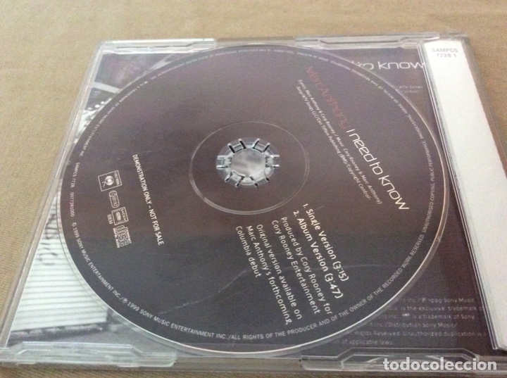 CDs de m&uacute;sica: MARC ANTHONY / I need to know - Versi&oacute;n (CD Single 1999) - Foto 2