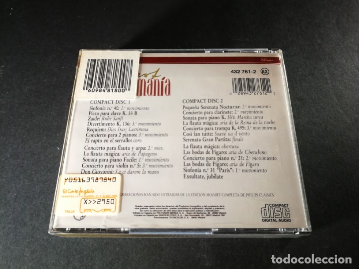 CDs de m&uacute;sica: MOZART MAN&Iacute;A. Los &eacute;xitos de W. A. Mozart. 2 CDs. - Foto 3