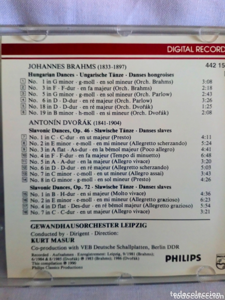 CDs de m&uacute;sica: BRAHMS - DVORAK. Danzas H&uacute;ngaras y eslavas. CD - Foto 3