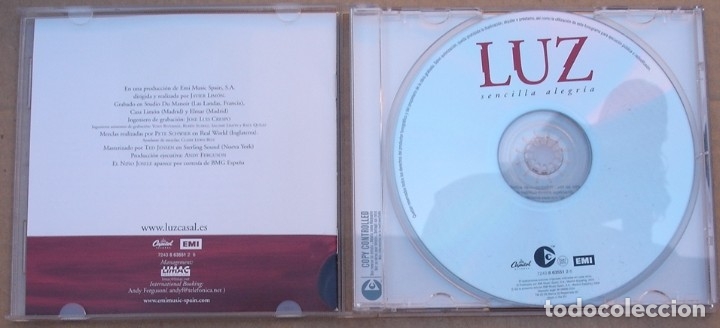 CDs de m&uacute;sica: LUZ - SENCILLA ALGRIA (CD) 2004 - 11 TEMAS - Foto 2