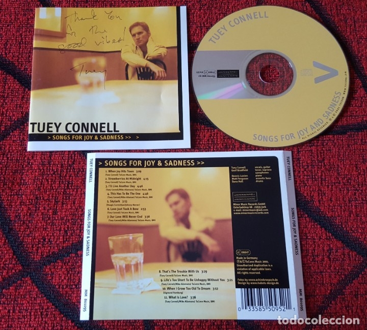 CDs de m&uacute;sica: TUEY CONNELL Songs For Joy & Sadness CD ORIGINAL ALEMANIA  2003 FIRMADO