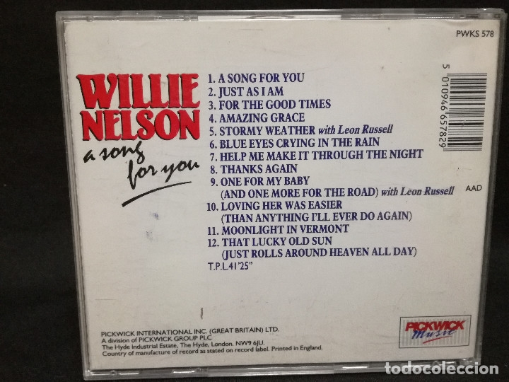 CDs de m&uacute;sica: CD - WILLIE NELSON - A SONG FOR YOU - Foto 2