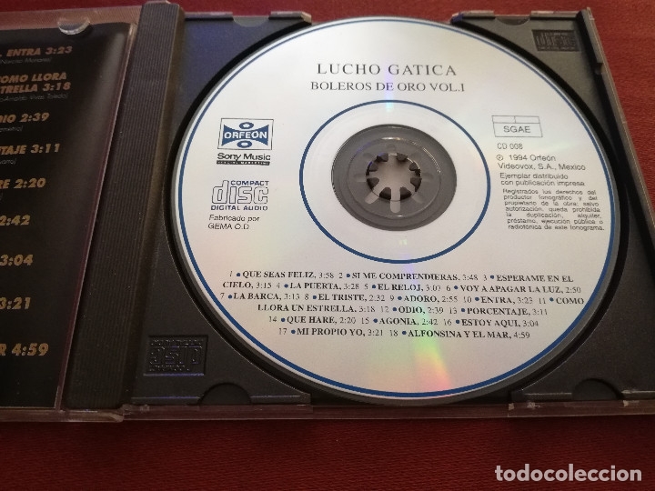 CDs de m&uacute;sica: LUCHO GATICA. BOLEROS DE ORO VOL I (CD) - Foto 2
