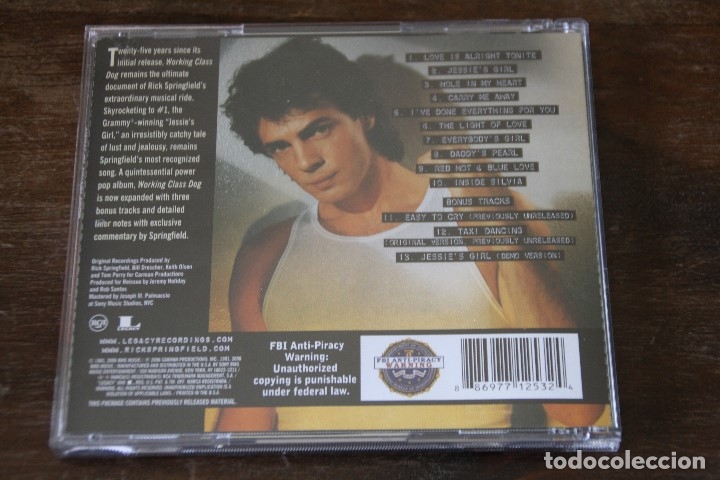 CDs de m&uacute;sica: RICK SPRINGFIELD. WORKING CLASS DOG CD - Foto 2