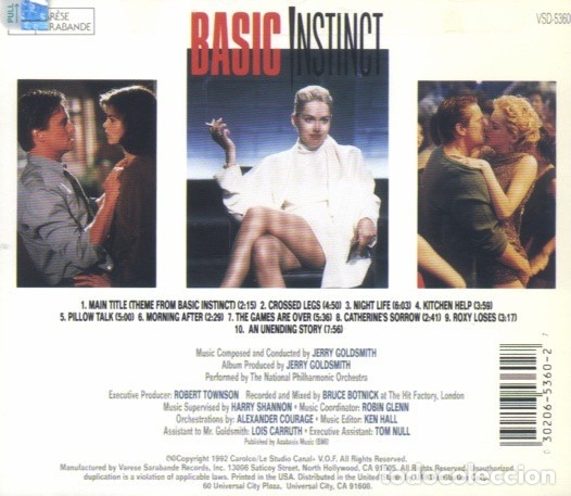CDs de m&uacute;sica: Jerry Goldsmith - Basic Instinct / Instinto B&aacute;sico - CD - Foto 2