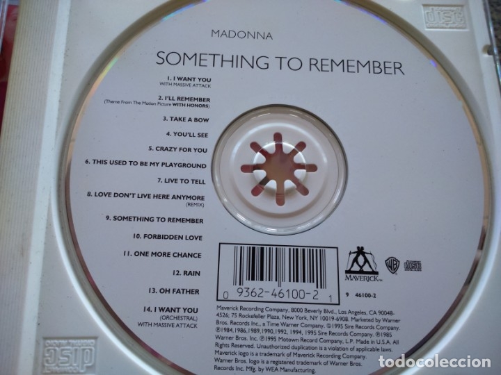 CDs de m&uacute;sica: CD -- MADONNA -- SOMETHING TO REMEMBER -- 14 TEMAS -- - Foto 2
