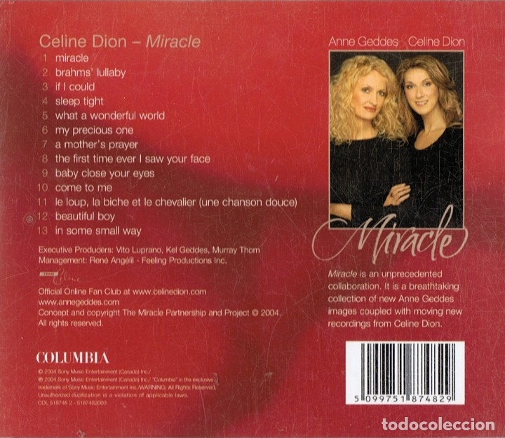 CDs de m&uacute;sica: CELINE DION & ANNE GEDDES MIRACLE - Foto 2