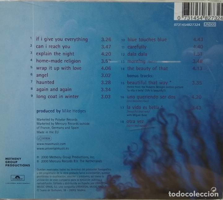 CDs de m&uacute;sica: Noa Blue touches blue / CD Polydor 2000 - Foto 2