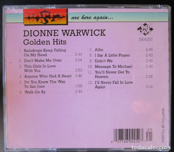 CDs de m&uacute;sica: DIONNE WARWICK - GOLDEN HITS - CD - Foto 2