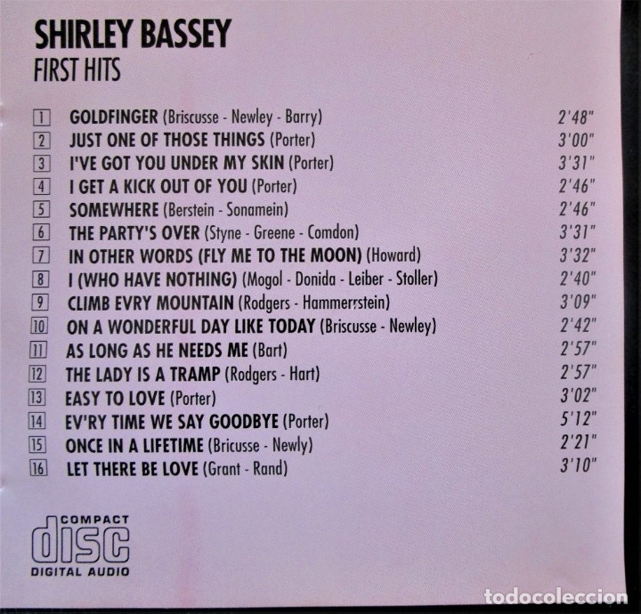 CDs de m&uacute;sica: SHIRLEY BASSEY - FIRST HITS - CD - Foto 2