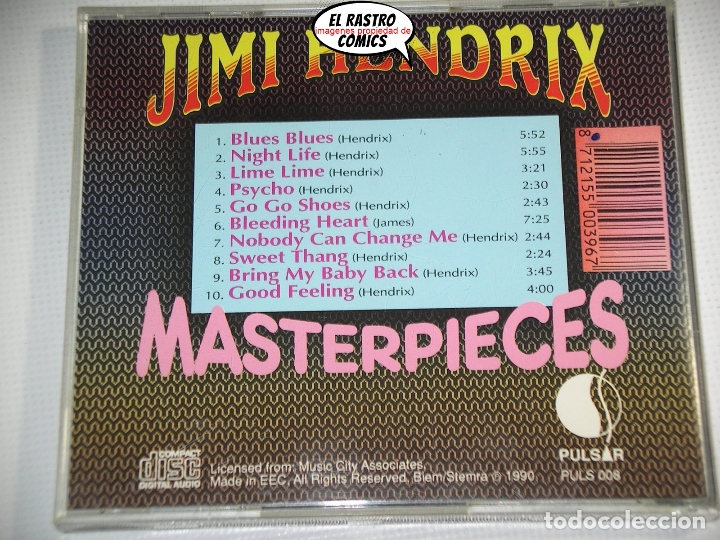 CDs de m&uacute;sica: Jimi Hendrix, Masterpieces, CD Pulsar, Puls 008 1990 - Foto 2