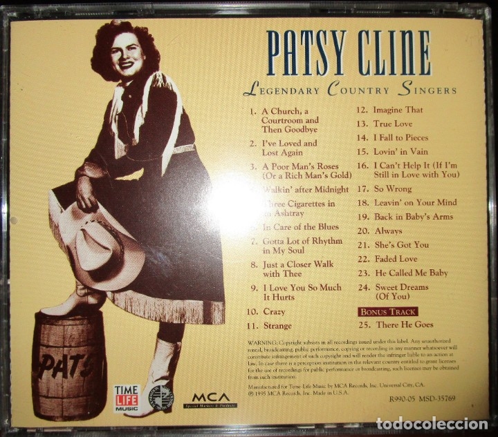 CDs de m&uacute;sica: PATSY CLINE - LEGENDARY COUNTRY SINGERS CD - Foto 2