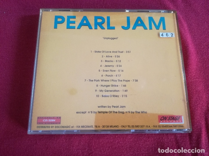 CDs de m&uacute;sica: PEARL JAM - UNPLUGGED - PEDIDO MINIMO 7&euro; - Foto 3