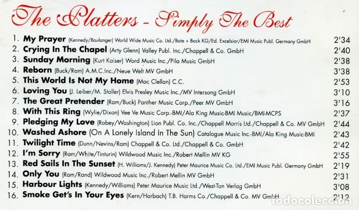 CDs de m&uacute;sica: THE PLATTERS. Simply the Best... - Foto 2