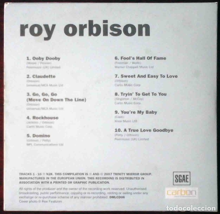 CDs de m&uacute;sica: CD Legends - Roy Orbison - 10 Tracks. - Foto 2
