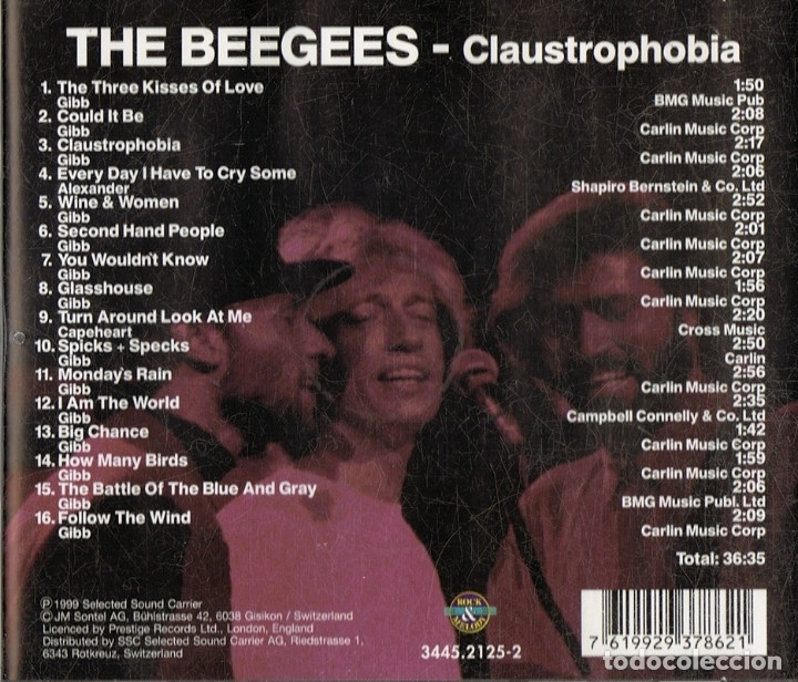 CDs de m&uacute;sica: THE BEE GEES &uml;CLAUSTROPHOBIA&uml;  (CD) - Foto 2