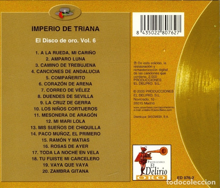 CDs de m&uacute;sica: IMPERIO DE TRIANA. Disco de Oro. - Foto 2