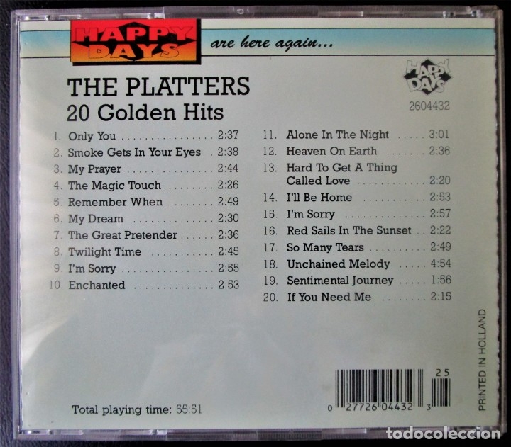 CDs de m&uacute;sica: THE PLATTERS - 20 GOLDEN HITS - CD - Foto 2