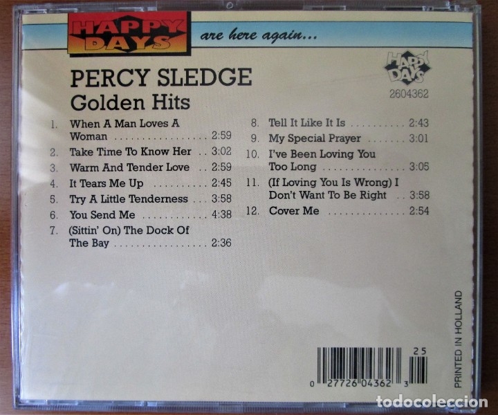 CDs de m&uacute;sica: PERCY SLEDGE - GOLDEN HITS - EDICI&Oacute;N HOLANDA - CD - Foto 2