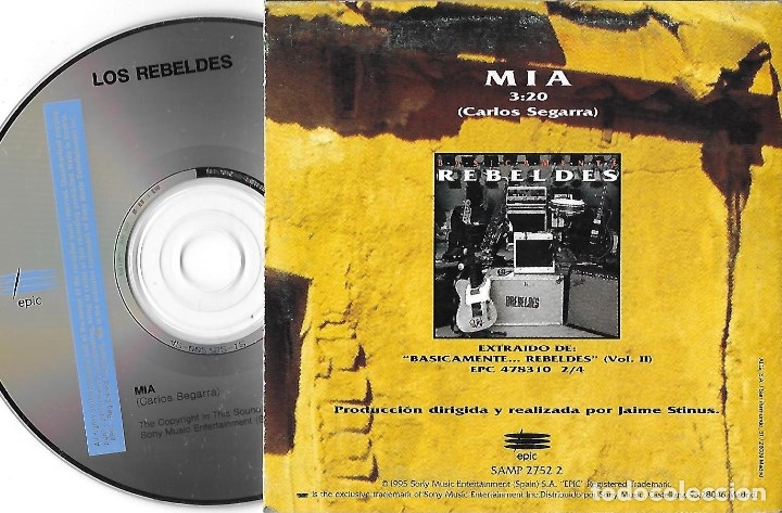 CDs de m&uacute;sica: REBELDES, LOS: M&Iacute;A. CD SINGLE PROMOCIONAL - Foto 2