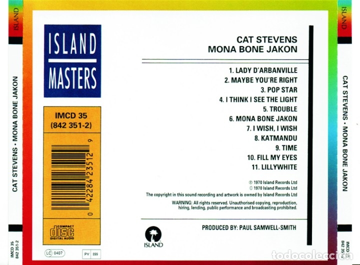 CDs de m&uacute;sica: Cat Stevens - Mona Bone Jacon - CD - - Foto 2
