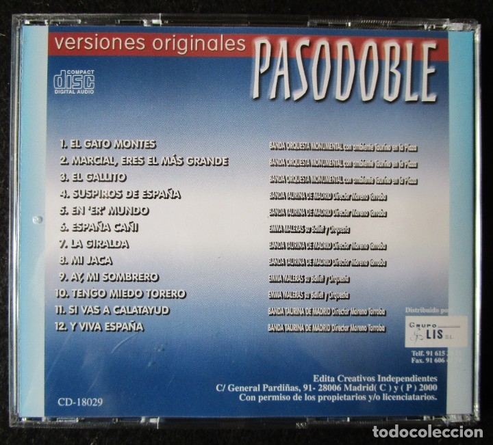 CDs de m&uacute;sica: PASODOBLE - 12 TEMAS ORIGINALES - Foto 3