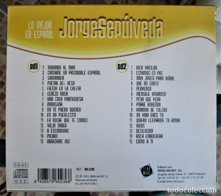 CDs de m&uacute;sica: JORGE SEPULVEDA - 2 CD - Foto 2