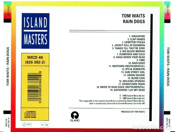 CDs de m&uacute;sica: Tom Waits - Rain Dogs - CD - Foto 2