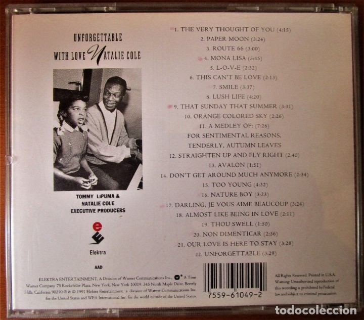 CDs de m&uacute;sica: NATALIE COLE - UNFORGETTABLE - WITH LOVE. CD - Foto 2