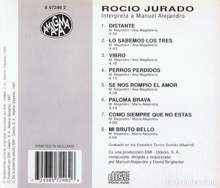 CDs de m&uacute;sica: ROC&Iacute;O JURADO INTERPRETA A MANUEL ALEJANDRO - Foto 2