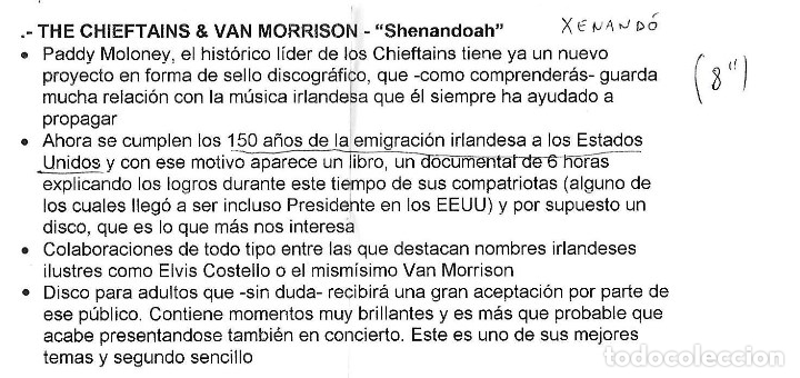 CDs de m&uacute;sica: VAN MORRISON & THE CHIEFTAINS: SHENANDOAH. CD SINGLE PROMOCIONAL - Foto 2