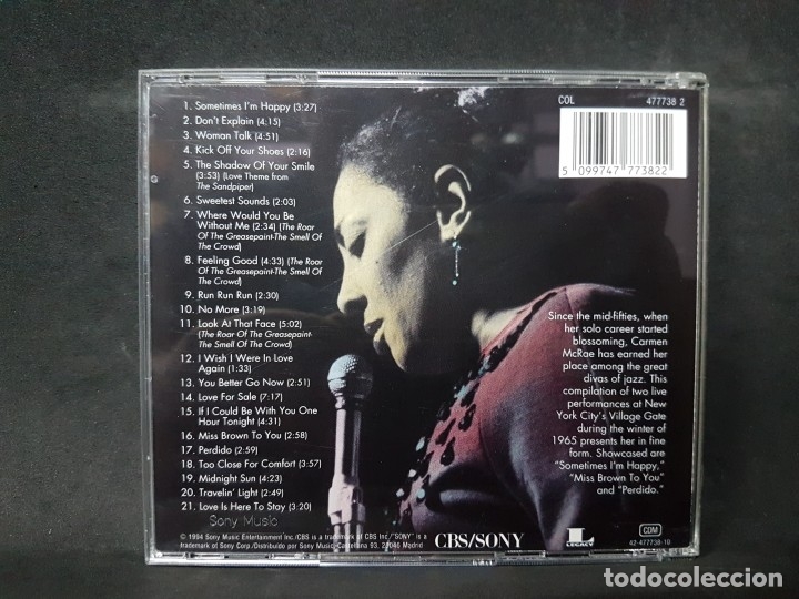 CDs de m&uacute;sica: Carmen McRae Alive! 1 CD - Foto 3
