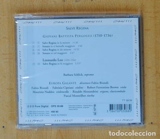 CDs de m&uacute;sica: PERGOLESI - SALVE REGINA - CD - Foto 2
