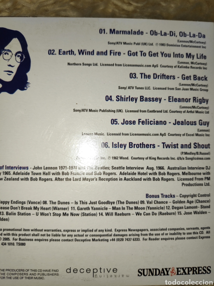 CDs de m&uacute;sica: Remembering Lennon & The Beatles - Sunday Express + Interviews - Foto 4