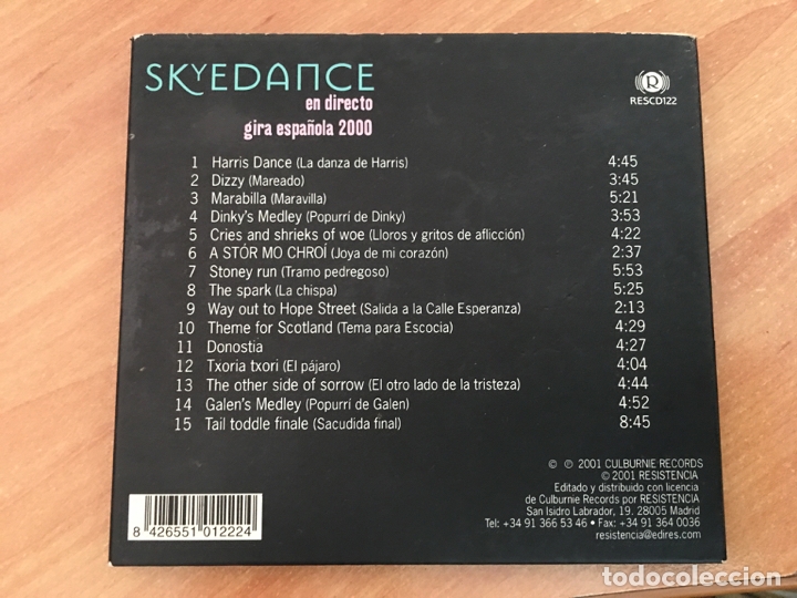 CDs de m&uacute;sica: SKYEDANCE EN DIRECTO) CD 15 TRACK SPAIN (CDIB1) - Foto 3