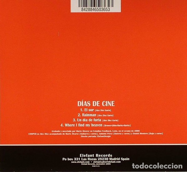 CDs de m&uacute;sica: Cooper - D&iacute;as De Cine - CD  EP Digipack - Foto 2