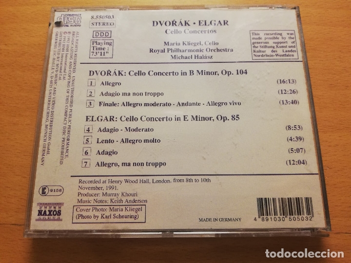CDs de m&uacute;sica: DVORAK - ELGAR: CELLO CONCERTOS (CD) - Foto 3