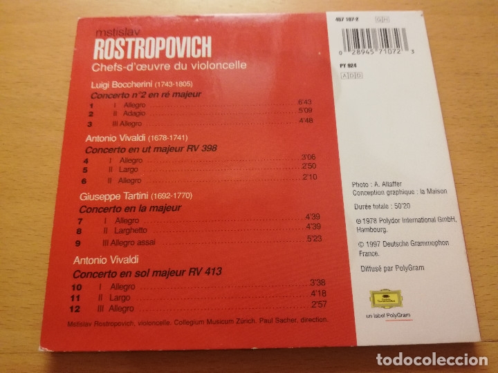CDs de m&uacute;sica: MSTISLAV ROSTROPOVICH. CHEFS DOEUVRE DU VIOLONCELLE (CD) - Foto 3